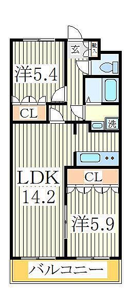 千葉県白井市西白井4丁目(賃貸アパート2LDK・1階・57.85㎡)の写真 その2