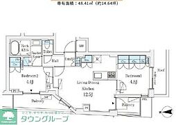 オープンブルーム東向島ｗｅｓｔ 6階2LDKの間取り