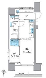 クレヴィアリグゼ錦糸町 12階1LDKの間取り