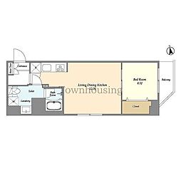 アルファコート東あずま 4階1LDKの間取り