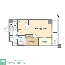 アルファコート曳舟2 8階1SLDKの間取り