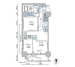 パークアクシス両国馬車通り 9階2LDKの間取り