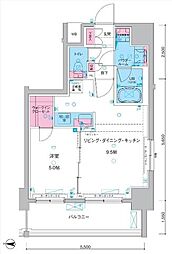 ジェノヴィア両国IVスカイガーデン 2階1LDKの間取り