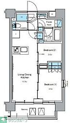 ルフォンプログレ押上ＥＡＳＴ 3階2LDKの間取り
