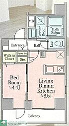 ティモーネ押上ノルド 9階1LDKの間取り