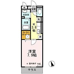 メゾンクレール墨田 3階1Kの間取り
