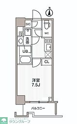 シーズンフラッツ両国サウス 9階1Kの間取り