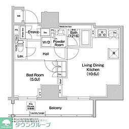 コンフォリア浅草橋 6階1LDKの間取り