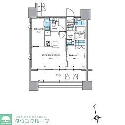 Ｊ．リヴェール上野入谷フロント 10階2LDKの間取り