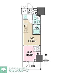 ルフォンプログレ元浅草マークス 9階1DKの間取り