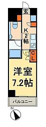 メトロステージ上野 3階1Kの間取り
