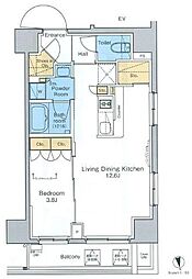 プラウドフラット浅草 6階1LDKの間取り