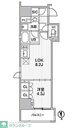 シーズンフラッツ新御徒町 1階1LDKの間取り