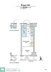 プラウドフラット浅草トレサージュ 11階1DKの間取り