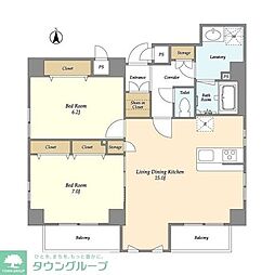 ＭＩＮＯＡＫＡ新御徒町 5階2LDKの間取り