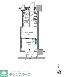 Ｊ．リヴェール上野入谷フロント 3階1DKの間取り