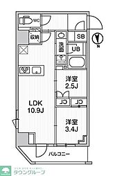 nido SHIN-OKACHIMACHI 3階2LDKの間取り
