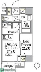 ボアビスタ上野御徒町 12階1DKの間取り