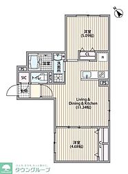 エルファーロ日暮里 3階2LDKの間取り