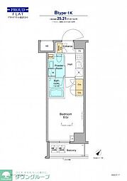 プラウドフラット根津谷中 5階1Kの間取り