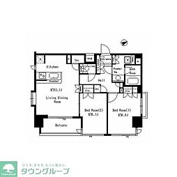 レジディア浅草橋 7階2LDKの間取り