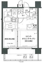 エルフォルテ東京EAST 9階1LDKの間取り