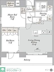 ラクラス浅草 12階2LDKの間取り