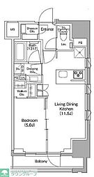 ザ・パークハビオ新御徒町 9階1LDKの間取り