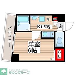 モンシェール錦糸町弐番館 2階1Kの間取り