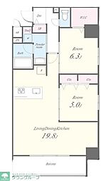 グラン クレイエル 両国 2LDKの間取図画像