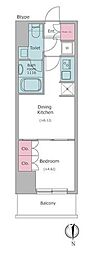 ワンルーフレジデンス上野御徒町 1DKの間取図画像
