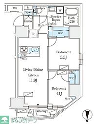 ルミークアン入谷 2LDKの間取図画像