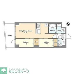 グランカーサ曳舟II 2LDKの間取図画像