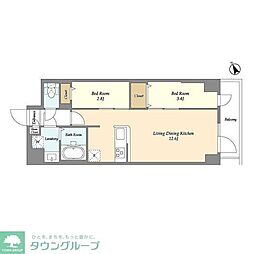 グランカーサ曳舟II 2LDKの間取図画像