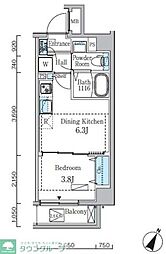 プライムブリス門前仲町 1DKの間取図画像