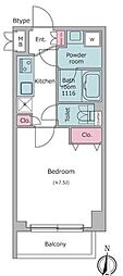 LIGHTTERRACE押上 1Kの間取図画像