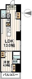レスピール西大島 1LDKの間取図画像