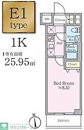 アイルプレミアム押上イースト 1Kの間取図画像