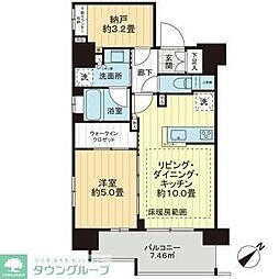 リストレジデンス築地 1SLDKの間取図画像