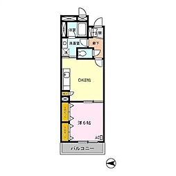 ラフィーネデュオ 1DKの間取図画像
