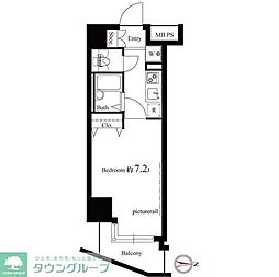 ヴェルト西大島グラーセ 1Kの間取図画像