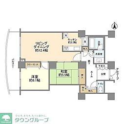 ザ・ガーデンタワーズサンセットタワー 2LDKの間取図画像