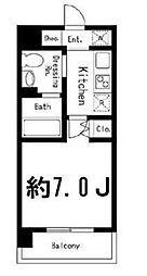 ドゥーエ西大島2 1Kの間取図画像