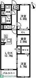 江戸川区平井4丁目アパート 2SLDKの間取図画像