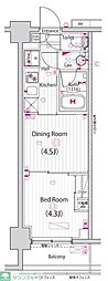 ガーラ・パークサイド亀戸 1DKの間取図画像