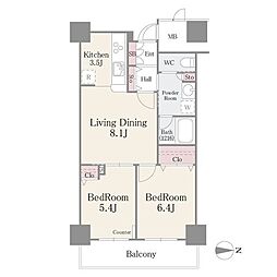 イーストコア曳舟一番館 2LDKの間取図画像