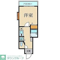 レジオス池上 4階1Kの間取り