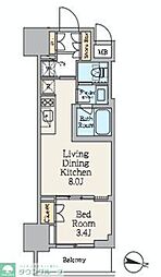 クレストコート池上 9階1LDKの間取り