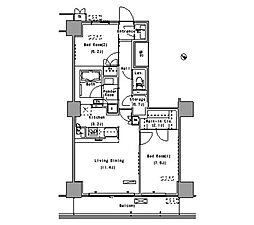 パークアクシス豊洲 2階2LDKの間取り