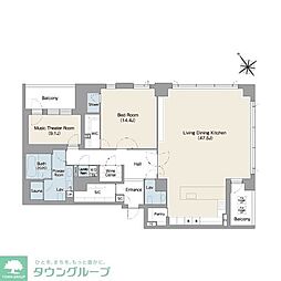 プレステージレジデンス白金台 3階2LDKの間取り